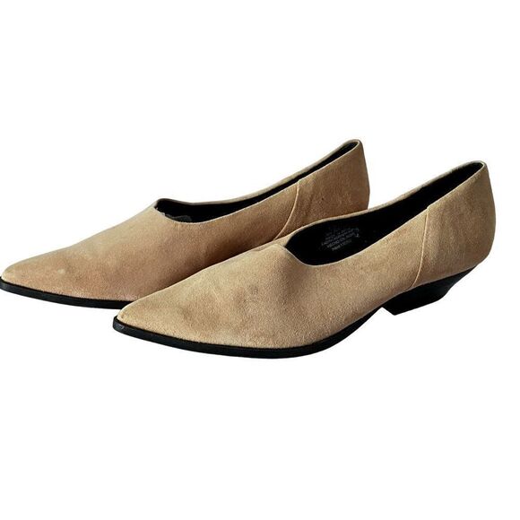 H&M Pink Suede Hooties Vamp Pointed Toe Stacked Heel Shoes Size 8 NEW - Picture 9 of 11